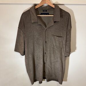 Abercrombie & Fitch Men Relaxed Fit Casual Terrycloth Button Down Shirt Size XL